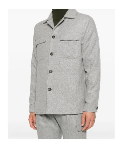 Eleventy Pocket Button Overshirt In Gray