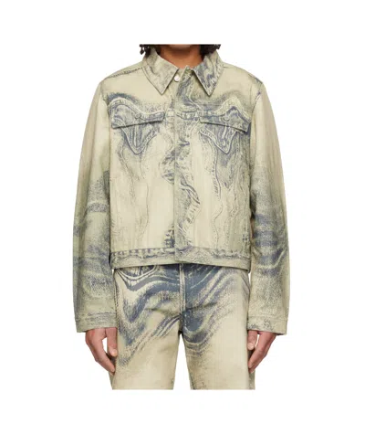 Camperlab Distorted Print Denim Jacket In Multi
