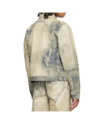 Camperlab Distorted Print Denim Jacket In Multi