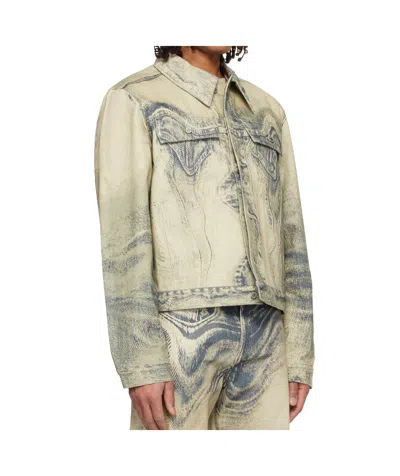 Camperlab Distorted Print Denim Jacket In Multi