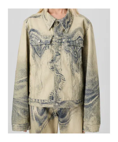Camperlab Distorted Print Denim Jacket In Multi
