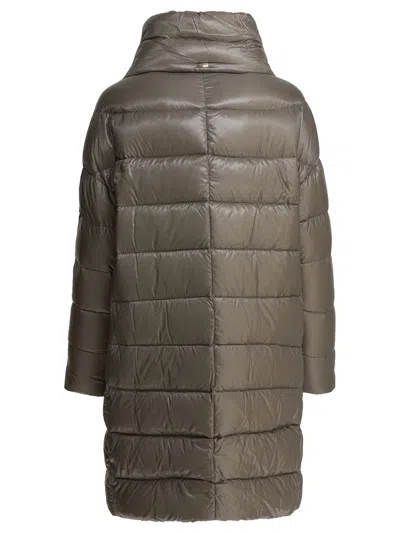 Herno "cleope" Long Down Jacket In Brown
