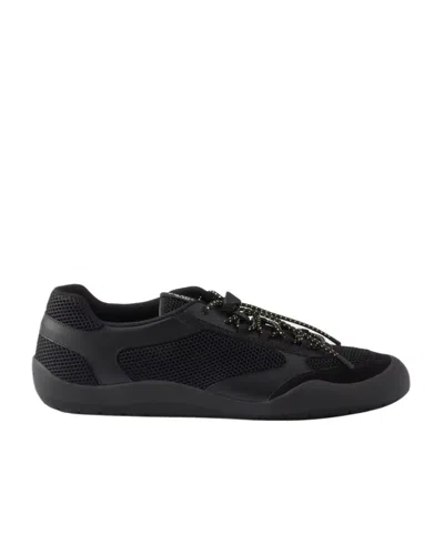 Prada Speedrock Leather And Mesh Fabric Sneakers Shoes In Black