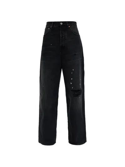 Vetements Distressed Splatter Jeans In Black