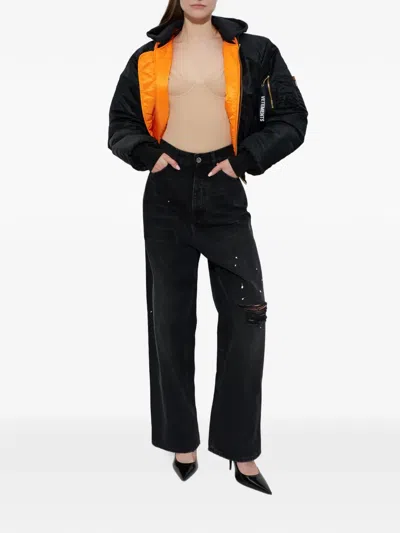 Vetements Distressed Splatter Jeans In Black