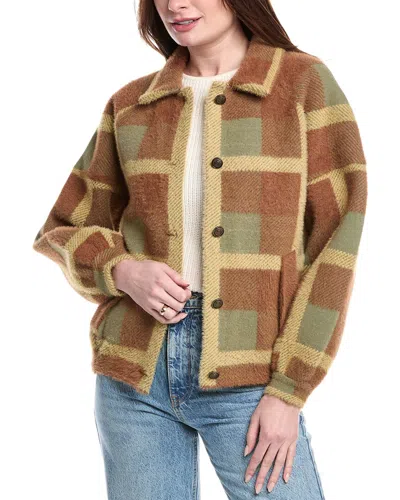 Nvlt Cropped Coatigan Peocoat In Brown