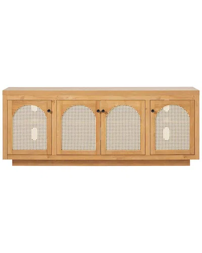 Walker Edison Contemporary Tv Stand & Sideboard With Rattan Doors For Up To  80in Tv In Brown