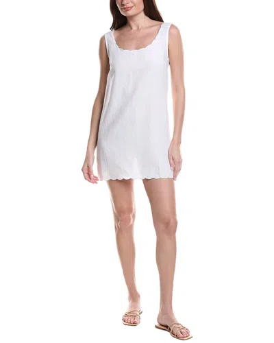 Onia Air Scallop Linen-blend Shift Dress In White