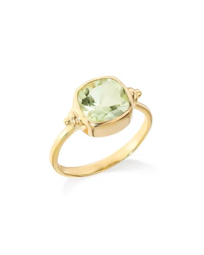 Tiramisu 14k Gold Plated Over 925 Sterling Silver Verdant Glow Green Amethyst Ring In Gold