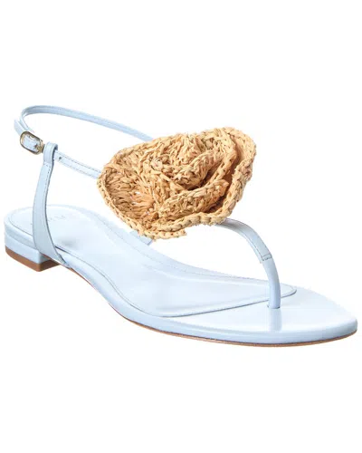 Alexandre Birman Sadie Flower Leather Flat In Blue