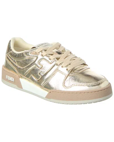 Fendi Match Leather Sneaker In Brown