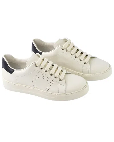 Ferragamo Perforated Heel Sneaker In White