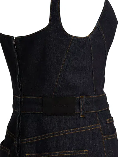 Givenchy Womens Dark Blue Contrast-stitch Panelled Denim Midi Dress In Black