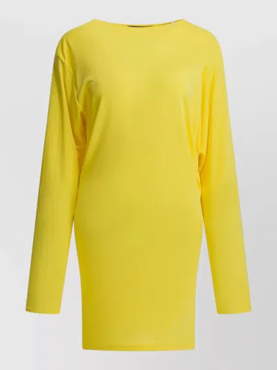 Jacquemus Flowing Viscose Jersey Dress With Embroidered Detailing In Yellow