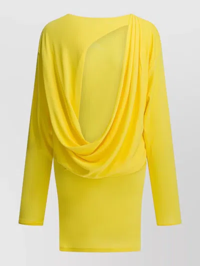 Jacquemus Flowing Viscose Jersey Dress With Embroidered Detailing In Yellow