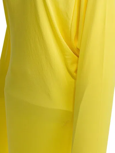 Jacquemus Flowing Viscose Jersey Dress With Embroidered Detailing In Yellow