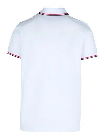 Moncler Cotton Piquet Polo Shirt With Tricolor Trim In White