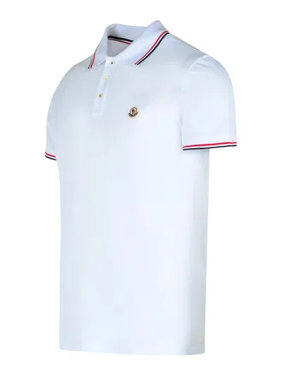 Moncler Cotton Piquet Polo Shirt With Tricolor Trim In White
