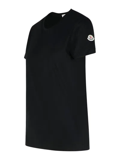Moncler Cotton Ribbed Crewneck Short-sleeve T-shirt In Black