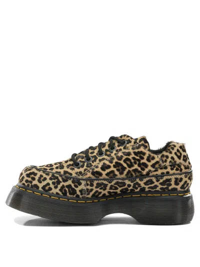 Dr. Martens Beige Leather Rubber Shoes In Animal Print