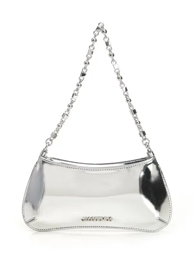 Jacquemus Le Petit Bisou Chain Rectangular Shoulder Bag In Metallic