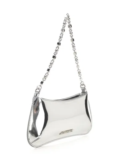 Jacquemus Le Petit Bisou Chain Rectangular Shoulder Bag In Metallic