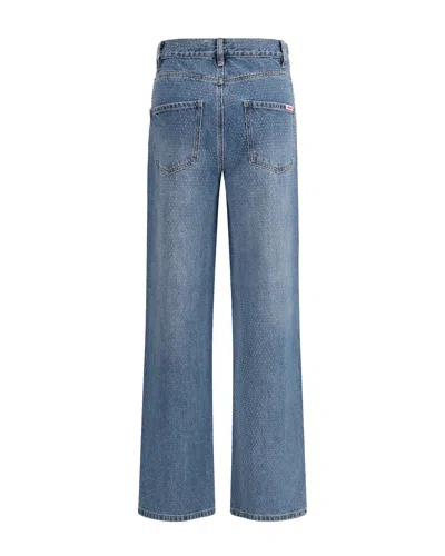 Self-portrait Womens Self Portrait Rhinestone Straight-leg Denim Jeans In Blue