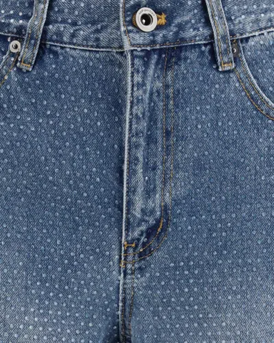 Self-portrait Womens Self Portrait Rhinestone Straight-leg Denim Jeans In Blue