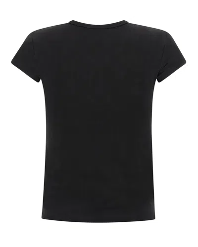 Diesel Women Black T-shirt With Logo On The Front And Ribbed Design In Cotton Woman