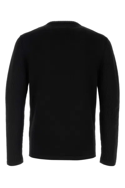 Prada Wool Sweater Chest Pocket Ribbed Sleeves In Black