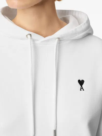 Ami Alexandre Mattiussi Ami Paris Molleton Grey Hoodie With Black Embroidered Logo In Gray