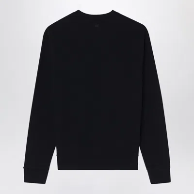 Ami Alexandre Mattiussi Ami Paris Men Black Crewneck Sweater With Adc Embroidery On The Front In Wool Blend Man In Multi