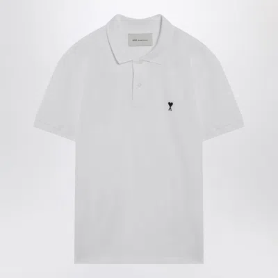 Ami Alexandre Mattiussi Ami Paris Men White Polo Shirt With Adc Embroidery On The Front And Classic Collar In Cotton Man In Multi