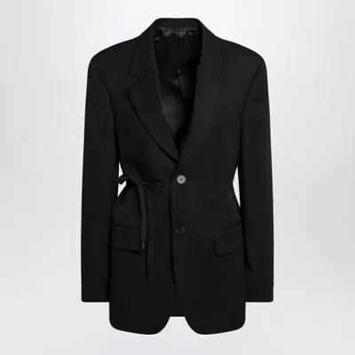 Balenciaga Tailored Wrap Wool Jacket Regular Fit In Black