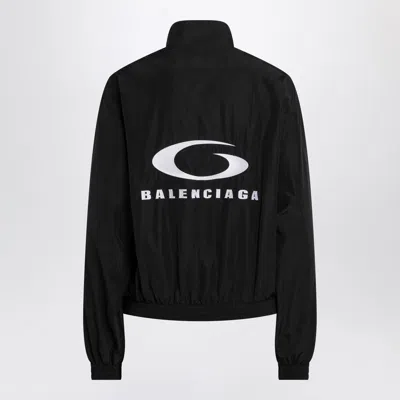 Balenciaga Womens Black Logo-embroidered Cotton-blend Track Jacket In Black