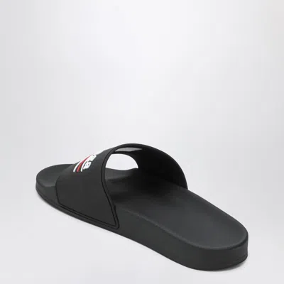 Balenciaga Embossed Logo Slip-on Sandals With Moulded Footbed In Black
