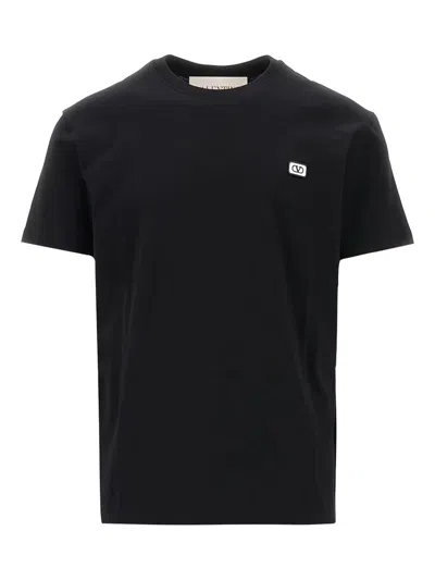 Valentino Logo Patch Crew Neck Short Sleeve T-shirt In Black
