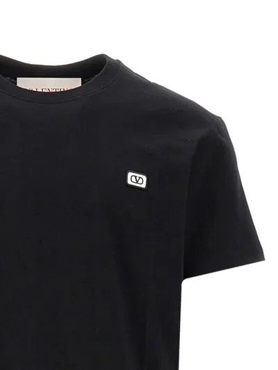 Valentino Logo Patch Crew Neck Short Sleeve T-shirt In Black