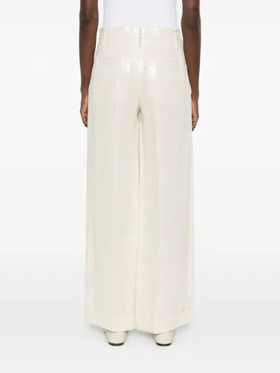 Brunello Cucinelli Women Wide-leg Tailored Linen Trousers In Multi