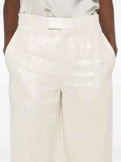Brunello Cucinelli Women Wide-leg Tailored Linen Trousers In Multi