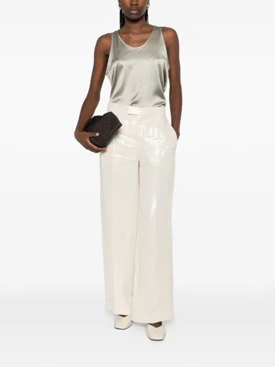 Brunello Cucinelli Women Wide-leg Tailored Linen Trousers In Multi