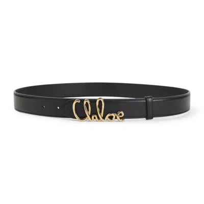 Chloé Iconic Leather Belt Adjustable Length In Black