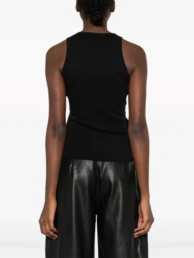 Coperni Sleeveless Top Metallic Pin Ribbed Texture In Black