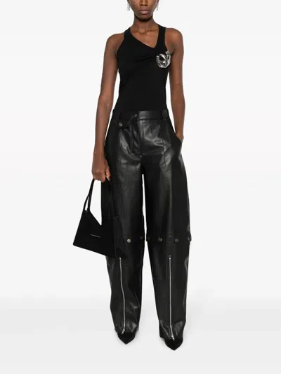 Coperni Sleeveless Top Metallic Pin Ribbed Texture In Black