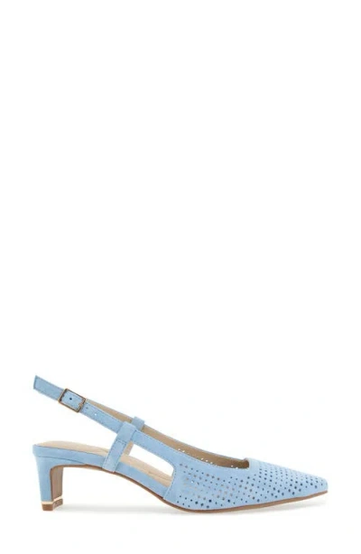 Kenneth Cole Marbella Perforated Suede Slingback Heel In Blue