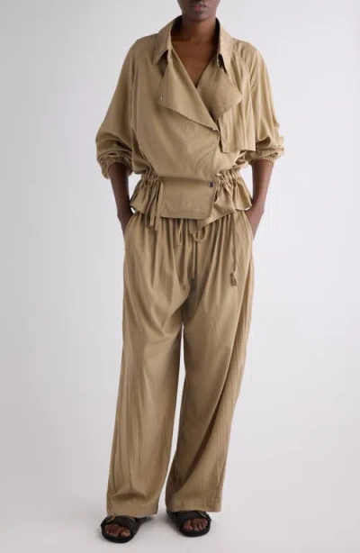 Isabel Marant Inaya High Waist Gathered Straight Leg Pants In Brown
