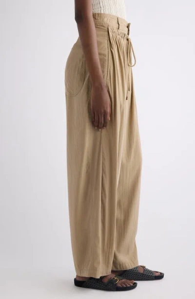 Isabel Marant Inaya High Waist Gathered Straight Leg Pants In Brown