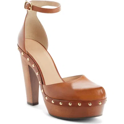 Chloé Lola Studded Leather Platform Sandals In Brown