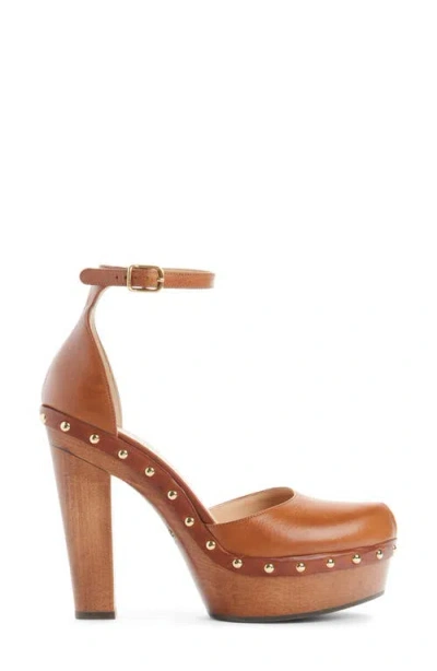 Chloé Lola Studded Leather Platform Sandals In Brown