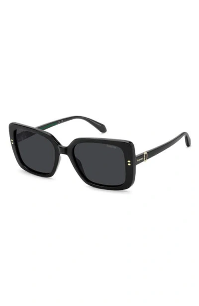 Polaroid 55mm Polarized Rectangular Sunglasses In Black